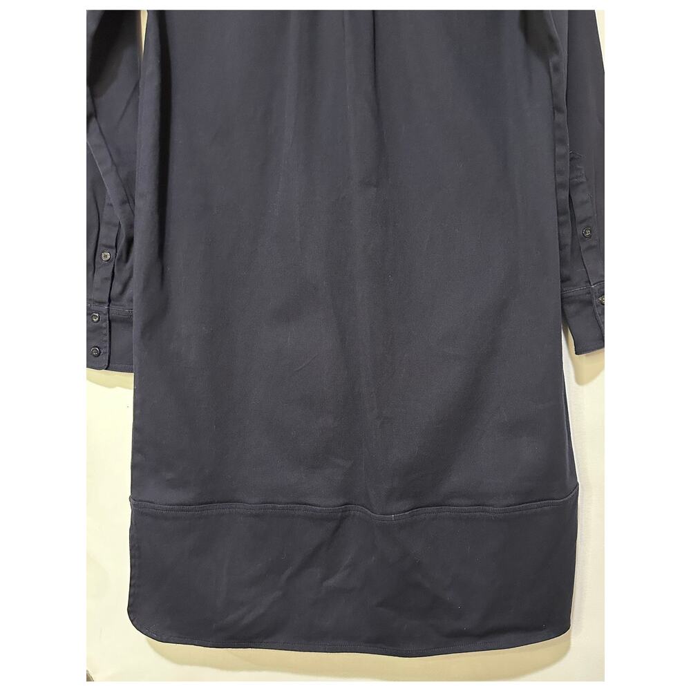 Edward An Navy Cotton Twill Long Sleeve Shirt Dress Size Small EUC Collar - Picture 12 of 15